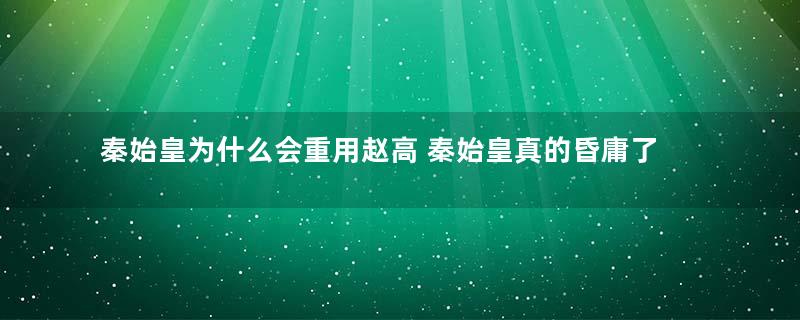 秦始皇为什么会重用赵高 秦始皇真的昏庸了吗